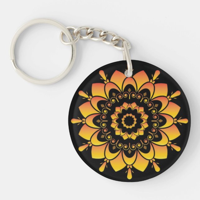 Golden Unique Mandala Design-95748 Keychain (Front)