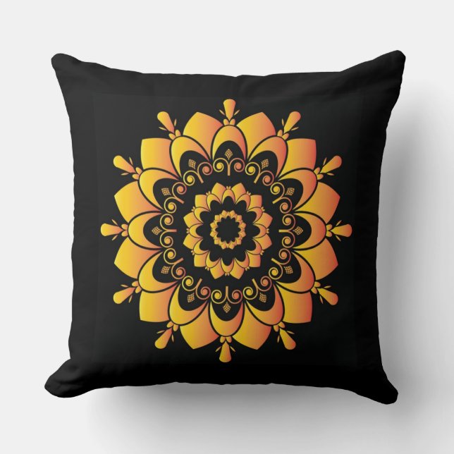 Golden Unique Mandala Design-95748 Throw Pillow (Front)
