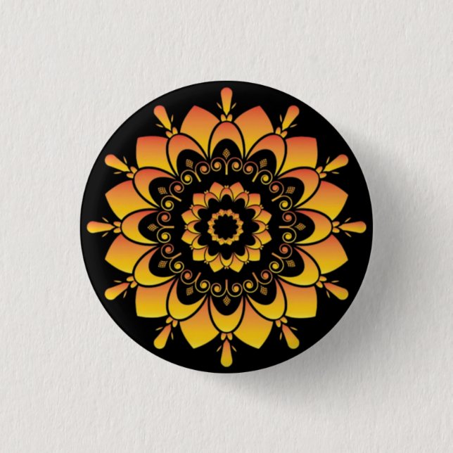 Golden Unique Mandala Design Button (Front)