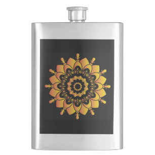 Golden Unique Mandala Design Flask