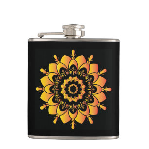 Golden Unique Mandala Design Flask