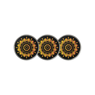 Golden Unique Mandala Design Golf Ball Marker