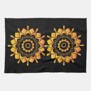 Golden Unique Mandala Design Kitchen Towel