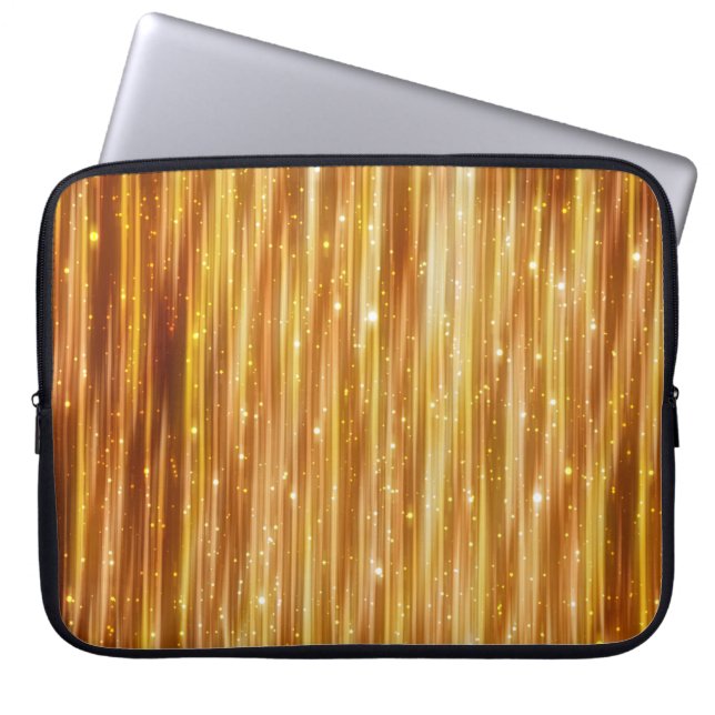 Golden upholstery, blue curtains with supports and laptop sleeve (Front)