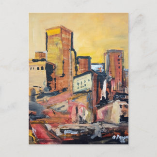 Golden Urban Architecture Abstract Postcard