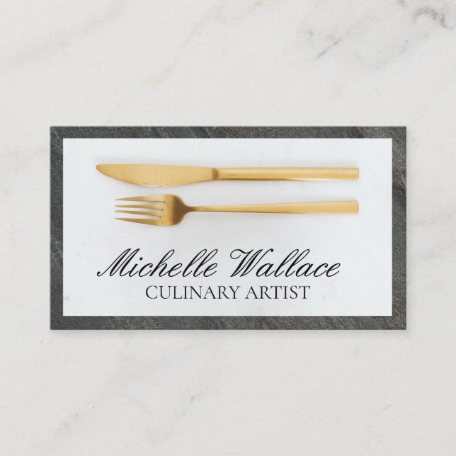 Golden Utensils | Culinary Business Card (Front)