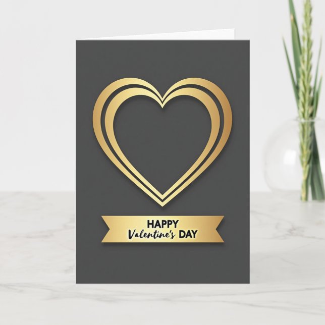 Golden Valentines Day Heart Card (Front)