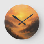 Golden Valley Sunrise Round Clock