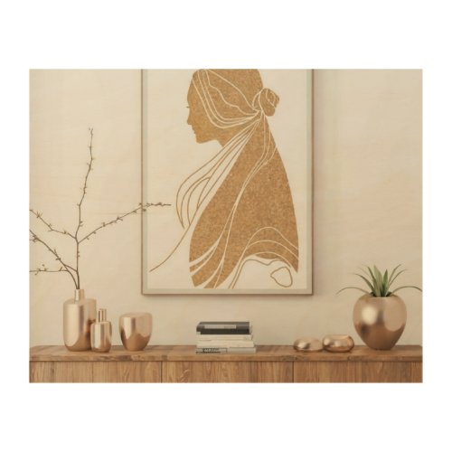 Golden veil wood wall art