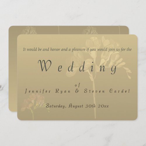  Golden Veiled Fresia Wedding Invitations