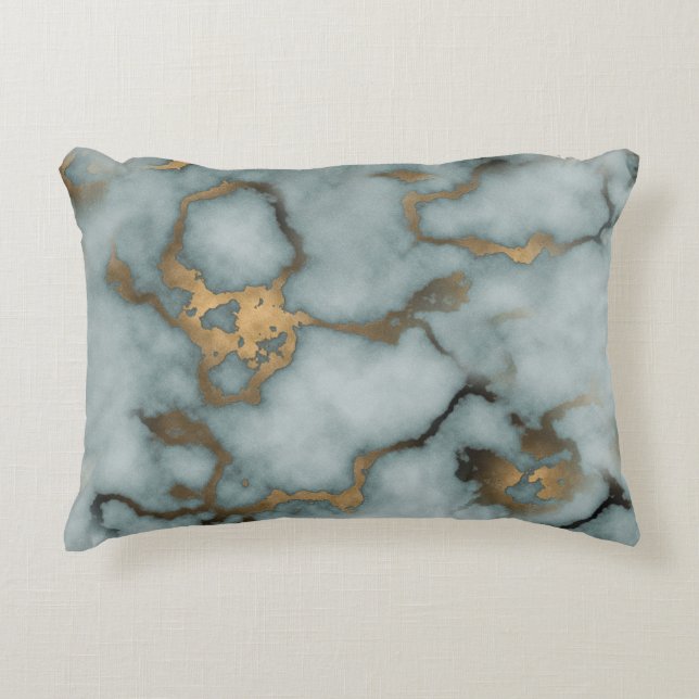 Golden Vein Marble  Ocean Mist  Throw Pillows (Front)