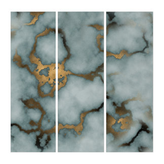 Golden Vein Marble Ocean Mist Wall Art Sets