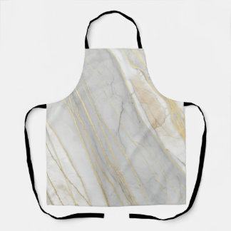 Golden Veined Carrara Marble Texture Apron