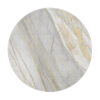 Golden Veined Carrara Marble Texture Cutting Board