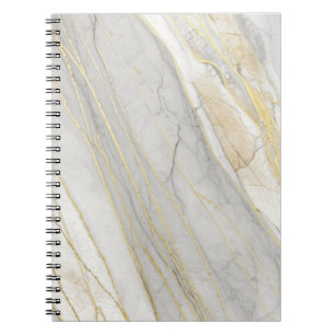 Golden Veined Carrara Marble Texture Notebook