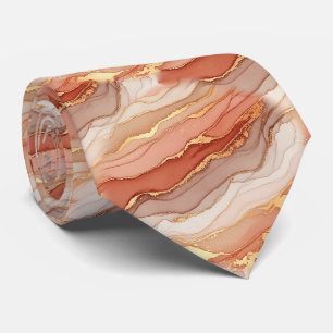 Golden Veined Sienna Marble Luxury Art Neck Tie