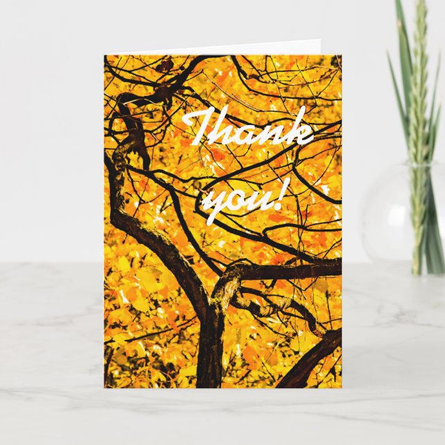 Golden Veins Of Autumn Thank You Card (Front)