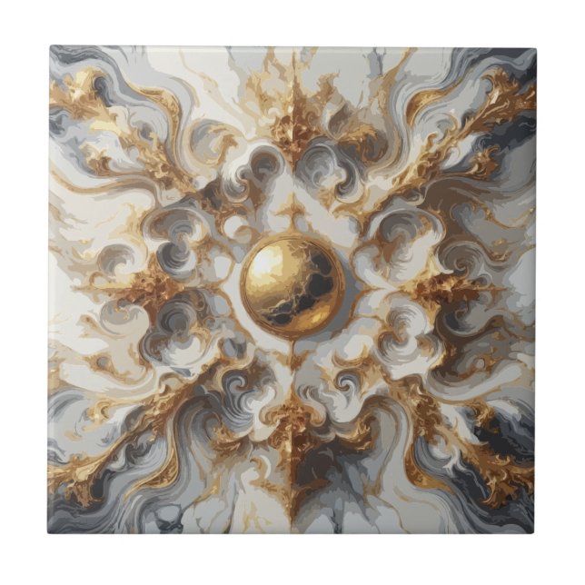  Golden Veins of Opulence  Calacatta Gold Marble Ceramic Tile (Front)