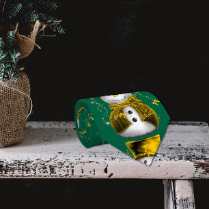 Golden Velvet Snowman Christmas Neck Tie