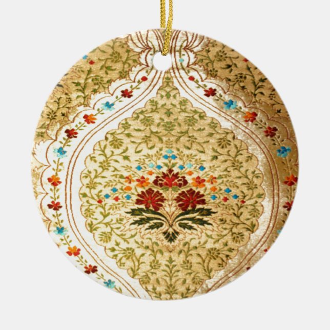 Golden Venetian damask Ceramic Ornament (Front)
