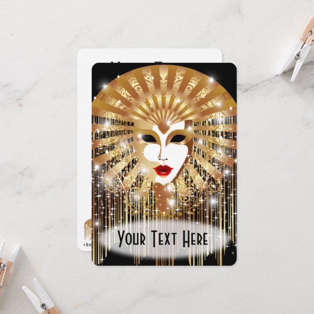 Golden Venice Carnival Party Mask (Front/Back In Situ)