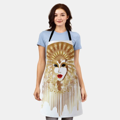 Golden Venice Carnival Party Mask Apron