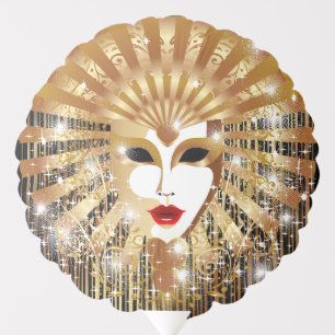 Golden Venice Carnival Party Mask Balloon