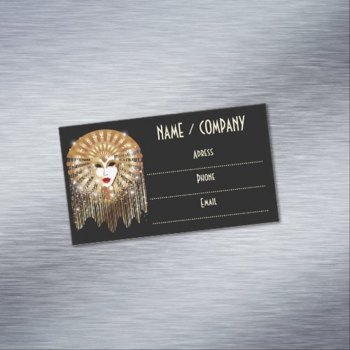 Golden Venice Carnival Party Mask Business Card Magnet
