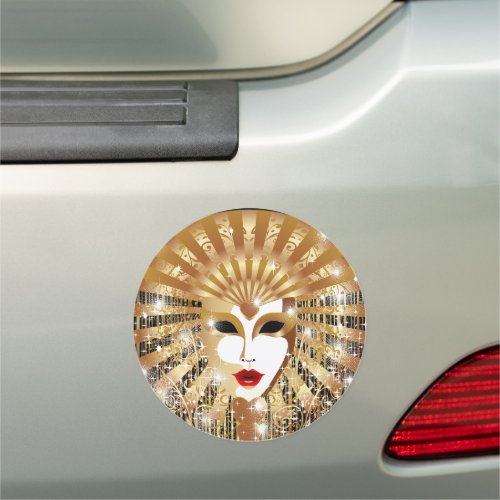 Golden Venice Carnival Party Mask Car Magnet