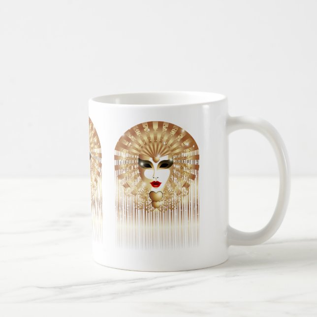 Golden Venice Carnival Party Mask Coffee Mug (Right)