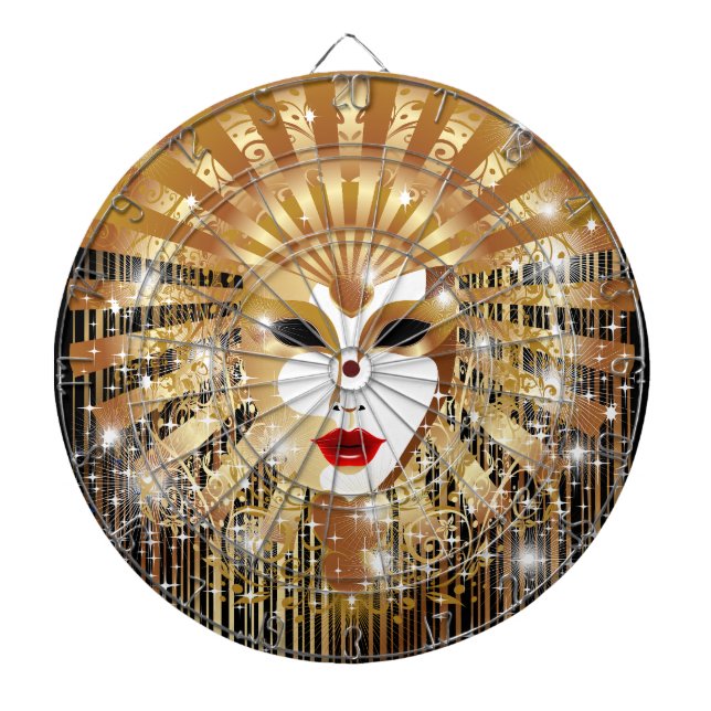 Golden Venice Carnival Party Mask Dart Board (Front)