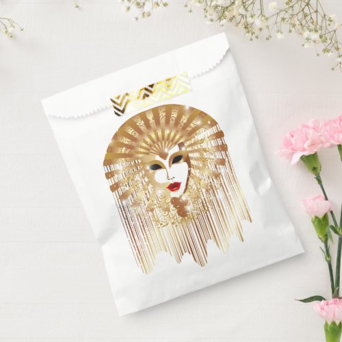 Golden Venice Carnival Party Mask Favor Bag