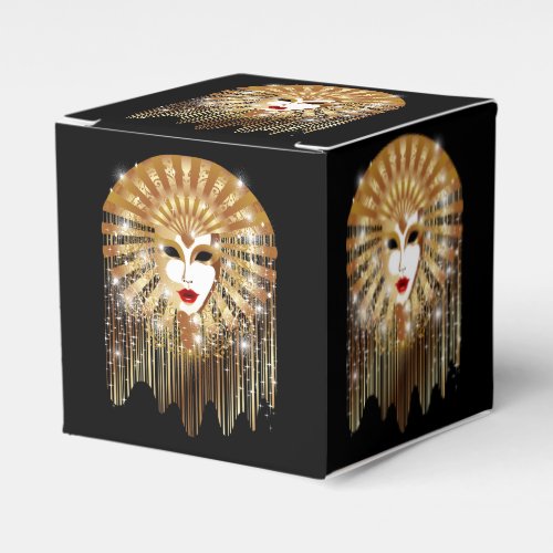 Golden Venice Carnival Party Mask Favor Boxes