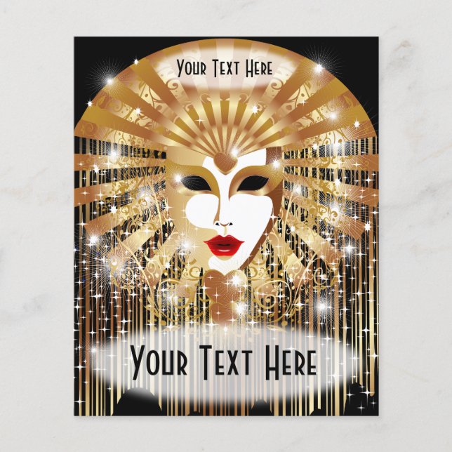Golden Venice Carnival Party Mask Flyer (Front)