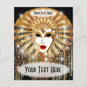 Golden Venice Carnival Party Mask Flyer