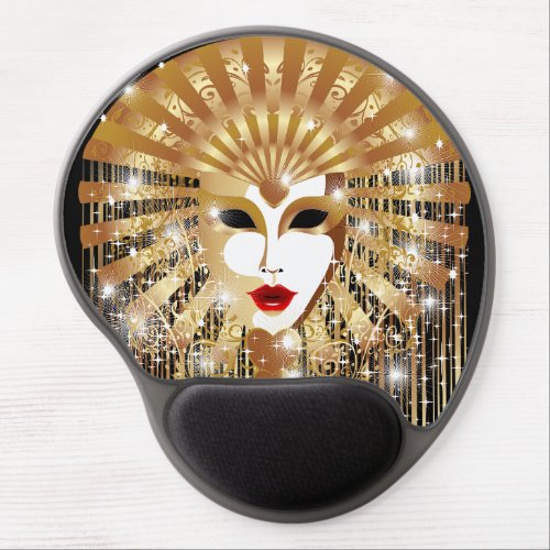 Golden Venice Carnival Party Mask Gel Mouse Pad