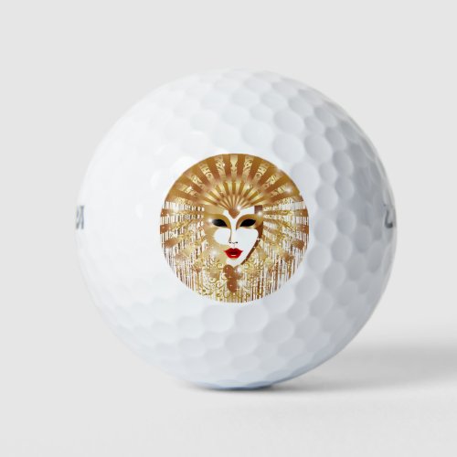 Golden Venice Carnival Party Mask Golf Balls