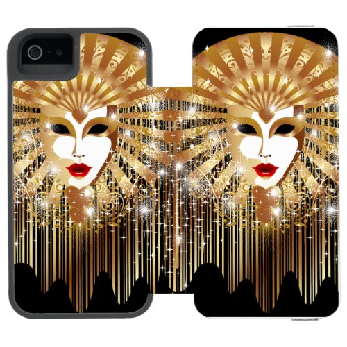 Golden Venice Carnival Party Mask iPhone SE55s Wallet Case