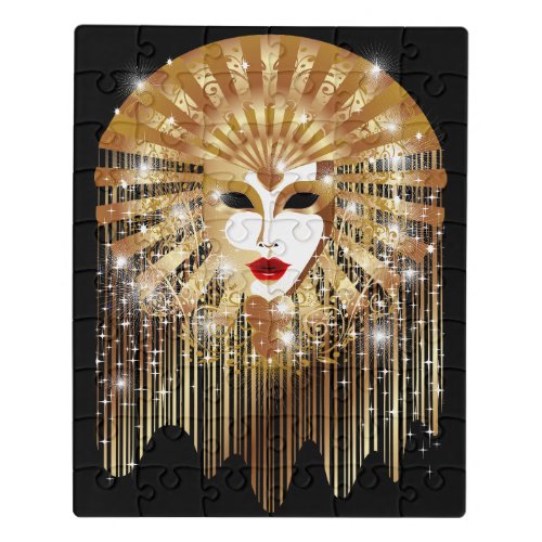Golden Venice Carnival Party Mask Jigsaw Puzzle