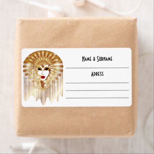 Golden Venice Carnival Party Mask Label