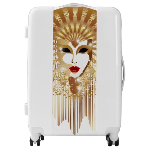 Golden Venice Carnival Party Mask Luggage