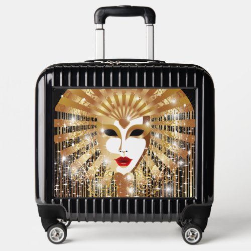 Golden Venice Carnival Party Mask Luggage