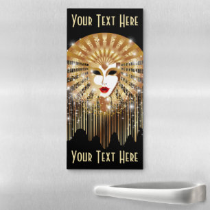 Golden Venice Carnival Party Mask Magnetic Notepad