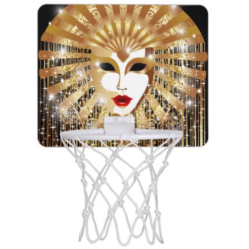 Golden Venice Carnival Party Mask Mini Basketball Hoop