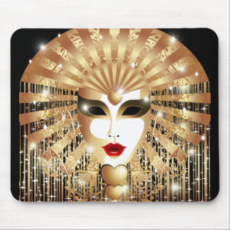 Golden Venice Carnival Party Mask Mouse Pad