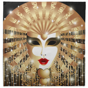 Golden Venice Carnival Party Mask Napkin