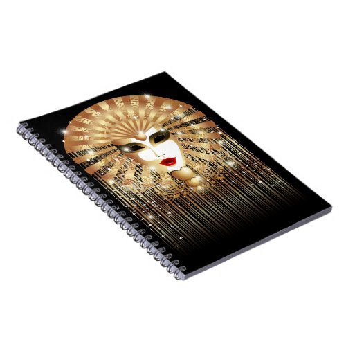 Golden Venice Carnival Party Mask Notebook