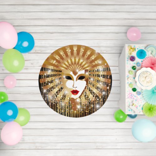 Golden Venice Carnival Party Mask Outdoor Rug