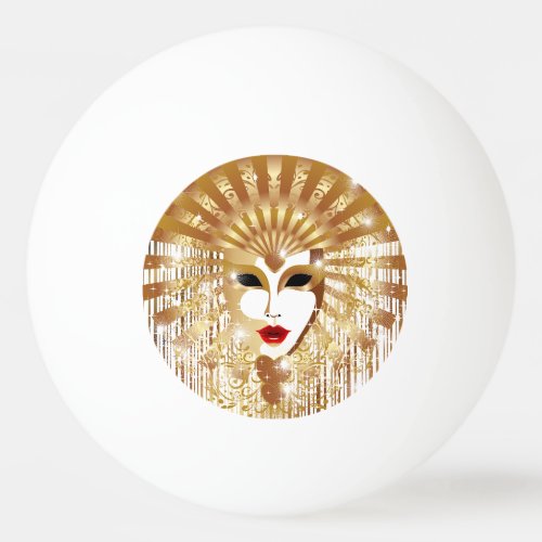 Golden Venice Carnival Party Mask Ping Pong Ball