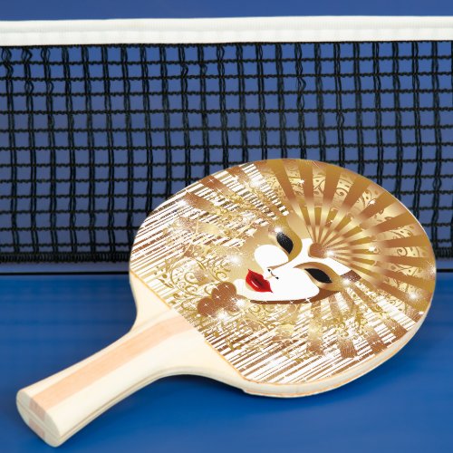 Golden Venice Carnival Party Mask Ping Pong Paddle